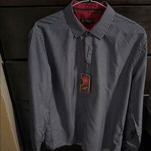 Men's Navy Polka Dot Button Down Shirt